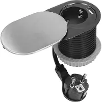 ORNO Inbouwstopcontact voor tafel, 1x 2P+E, 1x USB A+C, PD20W, zilver-zwart