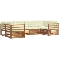 vidaXL Buiten bank set 6 st Natuurlijk en Crème Massief Acacia Hout