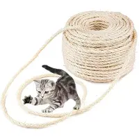 Merkloos Sisal touw voor krabpalen, natuurlijk sisal, 8 mm x 15 meter, geschikt voor katten