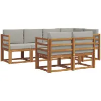 vidaXL Buiten bank set 7 st Natuurlijk en Licht Grijs