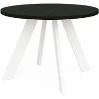 Dekori.Interiors Uitschuifbare eettafel van massief hout, zwart, LEX, 100/150 cm, met schuine poten van licht gekleurd beukenwood – Scandinavisch, rustiek