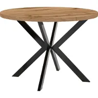 Dekori.Interiors Eettafel "ENDIK" zwart, 90/140 cm uitschuifbaar, eikenhout "Wotan" met metalen onderstel – Industrieel, Loft-stijl