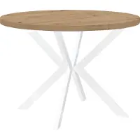 Dekori.Interiors Eettafel "ENDIK" wit, 90/190 cm, uitschuifbaar, eikenhout "Artisan" met metalen onderstel – Industrieel, Loft-stijl