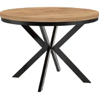 Dekori.Interiors Eettafel "ENDIK" zwart, 120/220 cm uitschuifbaar, eikenhout "Craft Gold" met ringvormig onderstel – Industrieel, Loft-stijl
