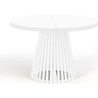 Dekori.Interiors Ronde eettafel wit DOVER 100/200 cm uitschuifbaar, met latten – industriële loftstijl