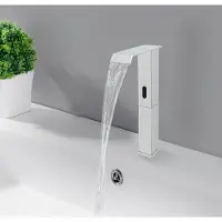 Easybuy Automatische waterkraan met infrarotsensor, mengkraan voor wastafel, wastafelarmatuur (zilver) voor keuken en badkamer