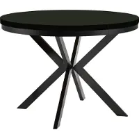 Dekori.Interiors Eettafel "ENDIK" zwart, voor 4-6 personen, uitschuifbaar tot 120/220 cm, met ringvormig onderstel – Industrieel, Loft-stijl
