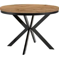 Dekori.Interiors Eettafel "ENDIK" zwart, 90/190 cm, uitschuifbaar, eikenhout "Wotan" met ringvormig onderstel – Industrieel, Loft-stijl