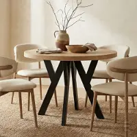 Dekori.Interiors Ronde uitschuifbare eettafel zwart PERO 110/210 cm, eiken Wotan – loftstijl, Scandinavisch