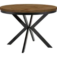 Dekori.Interiors Eettafel "ENDIK" zwart, 90/190 cm, uitschuifbaar, eikenhout "Lefkas" met ringvormig onderstel – Industrieel, Loft-stijl