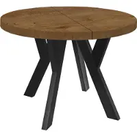 Dekori.Interiors Ronde uitschuifbare eettafel zwart PERO 110/160 cm voor de eetkamer, eiken Lefkas – loftstijl, Scandinavisch