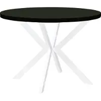 Dekori.Interiors Eettafel "ENDIK" zwart, 120/220 cm, uitschuifbaar, met wit metalen onderstel – Industrieel, Loft-stijl