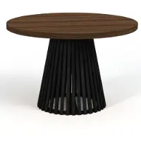 Dekori.Interiors Ronde, uitschuifbare eettafel DOVER met spijlen, diameter: 90 / 140 cm, kleur: Franklin notenfineer / zwart