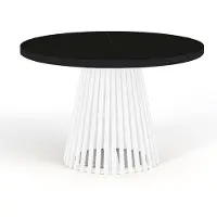 Dekori.Interiors Ronde, uitschuifbare eettafel, DOVER - in industriële/loft-stijl met lamellenpoten, diameter: 120 / 220 cm, kleur: zwart / wit
