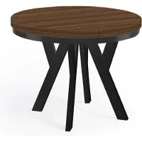 Dekori.Interiors Ronde eettafel zwart PERO 110/210 cm uitschuifbaar, Franklin walnoot met afdekring – loftstijl