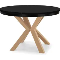 Dekori.Interiors Uittrekbare eettafel, zwart, RAL 90/190 cm, met zwarte rand en massief beukenframe in natuurlijke kleur – Loft, rustiek