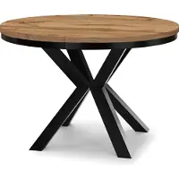 Dekori.Interiors Uitschuifbare eettafel, rond, zwart, RAL 100/200 cm, eikenhout "Wotan" met ringvormig onderstel en massieve beukenhouten poten – Stijlvol, rustiek