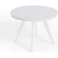 Dekori.Interiors Ronde uitschuifbare eettafel wit LORA 110/210 cm met beukenhouten onderstel – Scandinavisch, loft