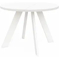 Dekori.Interiors Uitschuifbare eettafel van massief beukenwood, wit, LEX, 90/190 cm, met schuine poten – Scandinavisch, rustiek