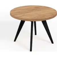 Dekori.Interiors Eettafel uitschuifbaar, rund, zwart, LORA, 100/150 cm, eikenhout "Craft Golden" met beuken houten poten – Scandinavisch, Loft-stijl