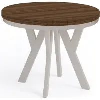 Dekori.Interiors Ronde eettafel in kasjmierkleur PERO 100/150 cm uitschuifbaar, Franklin walnoot met afdekring – loftstijl