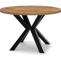 Dekori.Interiors Uitschuifbare eettafel, rond, zwart RAL 90/190 cm, eikenhout "Wotan" met massieve beuken houten poten – Stijlvol, rustiek