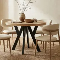 Dekori.Interiors Ronde uitschuifbare eettafel zwart PERO 110/160 cm voor de eetkamer, eiken Craft Golden – loftstijl, Scandinavisch