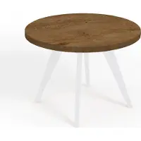 Dekori.Interiors Ronde uitschuifbare eettafel wit LORA 90/140 cm, donker eiken Lefkas met beukenhouten onderstel – Scandinavisch, loft