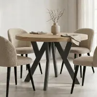 Dekori.Interiors Ronde uitschuifbare eettafel zwart PERO 90/140 cm, eiken Sonoma – loftstijl, Scandinavisch