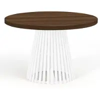 Dekori.Interiors Ronde, uitschuifbare eettafel DOVER met latten, diameter: 90 / 140 cm, kleur: franklin notenwood / wit