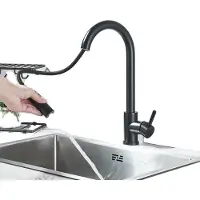 OEM Keukenmengkraan, flexibele uittrekbare douche, mengkraan voor koud en warm water, matzwart