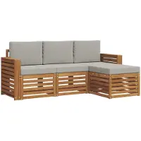 vidaXL Buiten bank set 4 st Natuurlijk en Licht Grijs