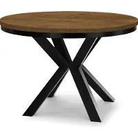 Dekori.Interiors Uitschuifbare ronde eettafel zwart RAL 110/210 cm, Lefkas eiken met afdekring – loft, rustieke stijl