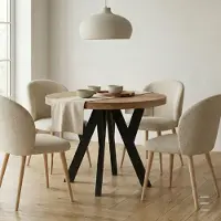 Dekori.Interiors Ronde uitschuifbare eettafel zwart PERO 90/190 cm, eiken Craft Golden – loftstijl, Scandinavisch