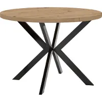 Dekori.Interiors Eettafel "ENDIK" voor 4-6 personen, zwart, uitbreidbaar van 110 naar 160 cm, met een eikenhout "Artisan" blad en een metalen onderstel – Industrieel, Loft-stijl
