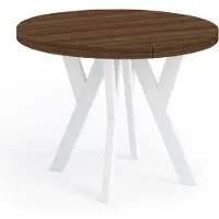 Dekori.Interiors Ronde eettafel wit PERO 110/210 cm uitschuifbaar, Franklin walnoot – loftstijl, Scandinavisch