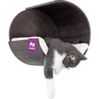 Markenlos Klimwand voor katten met kattenmand, diameter 40 cm - Wandkrabpaal van premium kwaliteit, zwart-bruin design