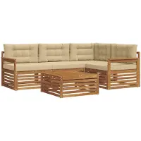 vidaXL Buiten bank set 5 st Natuurlijk en Beige