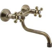Kuchinox BADLAND Keukenmengkraan, wandmontage, model STILO, keukenmengkraan voor de keuken, afwerking: antiek messing
