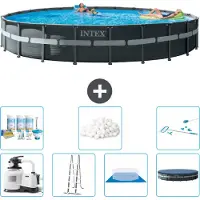 Intex Ronde Ultra XTR Frame Zwembad – 732 x 132 cm – inclusief pomp, ladder, bodemzeil, afdekking, onderhoudspakket, filterballen en reinigingsset
