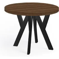 Dekori.Interiors Ronde eettafel zwart PERO 110/210 cm uitschuifbaar, Franklin walnoot – loftstijl, Scandinavisch