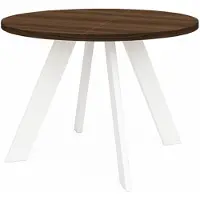 Dekori.Interiors Uittrekbare eettafel, wit, LEX, 90/140 cm, met Franklin notenhoutfineer en schuine, massieve beukenpootjes – Scandinavisch, rustiek