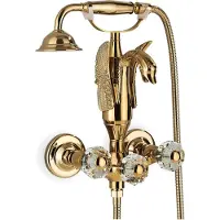 ARI Douchekraan Swan, wandmodel, goudkleurig, met uitschuifbare afvoer en keramische cartridge, messing uitvoering