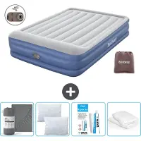 Bestway opblaasbare luchtbed - 2 personen - 152 x 203 x 46 cm - Grijs/Blauw - Inclusief accessoires
