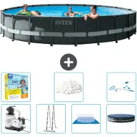 Intex Ronde Ultra XTR Frame Zwembad – 610 x 122 cm – inclusief pomp, ladder, bodemzeil, afdekking, onderhoudspakket, filterballen en reinigingsset
