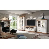 IMV Woonkamerwand, 458 cm, grenen, wit / notenhout eiken, wandmeubel, kast