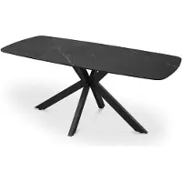 Meublorama Eettafel VINCI lengte 180cm met een 10mm dik zwart marmer effect steen blad