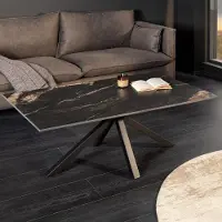 Invicta Koffietafel GALAXIE 100cm met sterrenframe keramiek zwart goud zand