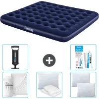Bestway opblaasbare luchtbed – voor 2 personen – 183 x 203 x 22 cm – blauw – inclusief accessoires