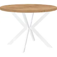 Dekori.Interiors Eettafel "ENDIK" wit, 90/190 cm, uitschuifbaar, eikenhout "Craft Gold" met metalen onderstel – Industrieel, Loft-stijl